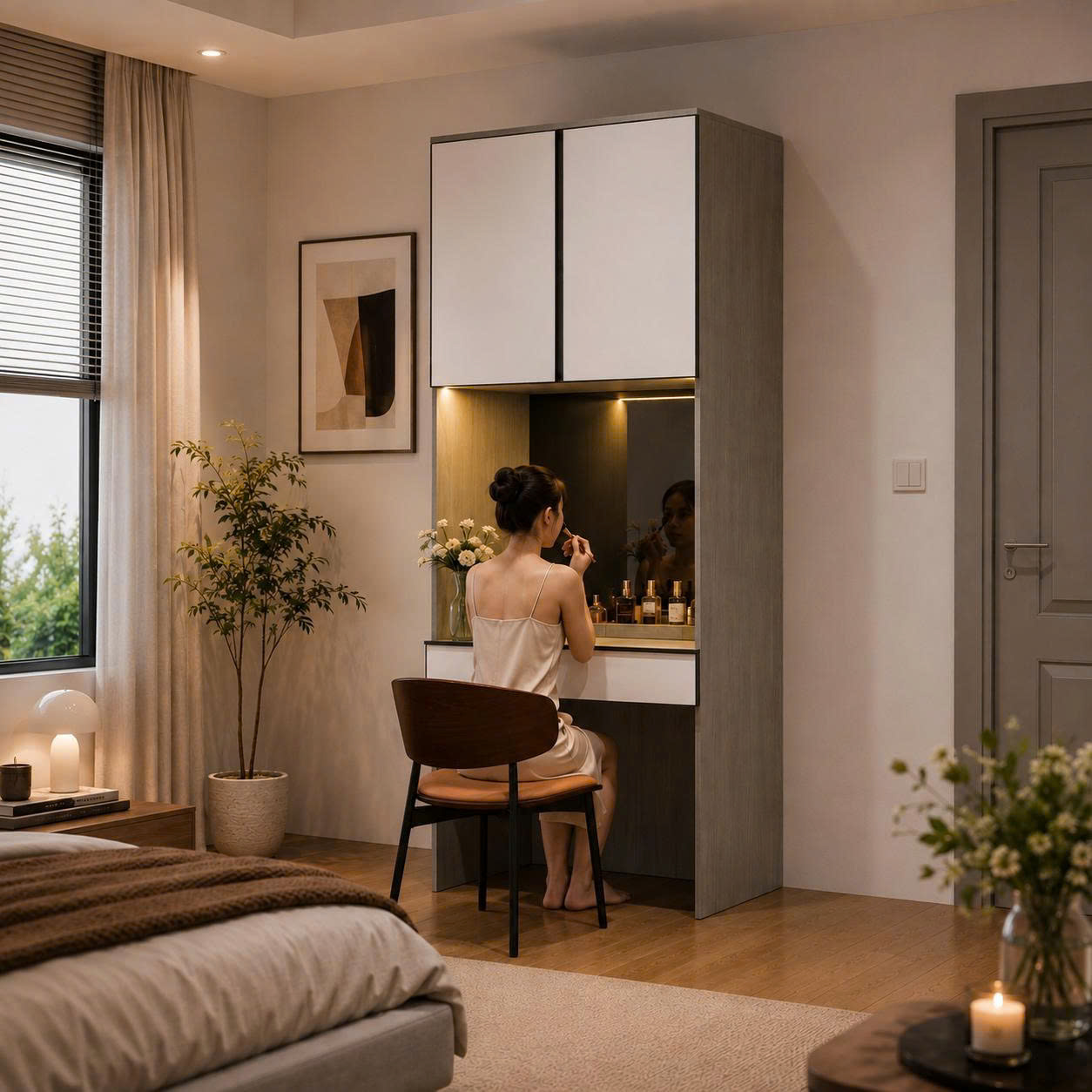 Tủ trang điểm cao cấp cánh gỗ