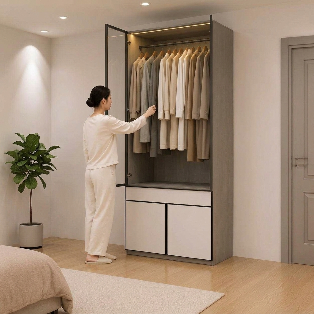 Tủ treo quần áo cao cấp cánh kính