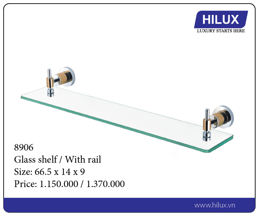 Glass Shelf - With Rail - 8906