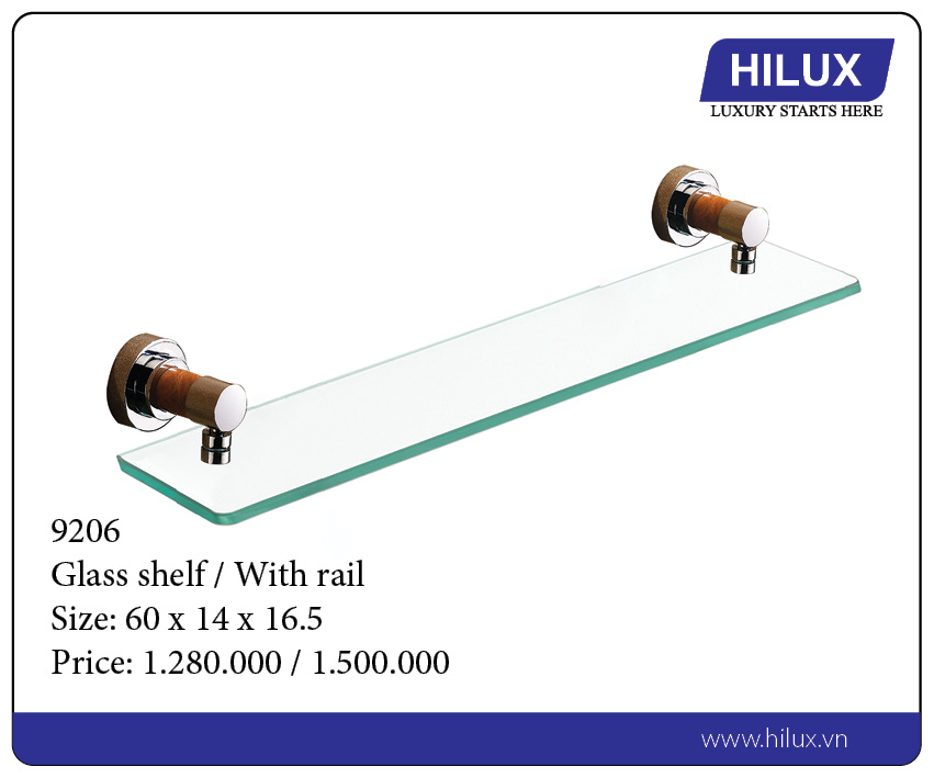 Glass shelf - With rail 9206