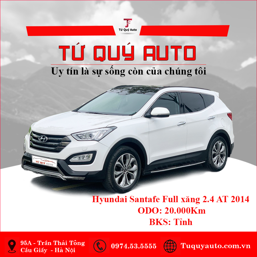 Xe Hyundai SantaFe 2.4AWD 2014 - Trắng