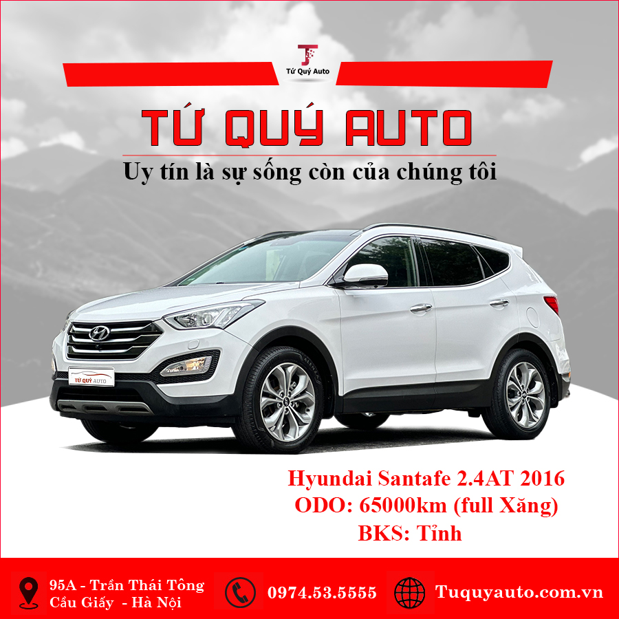 Xe Hyundai SantaFe 2.4 AWD 2016 - Trắng