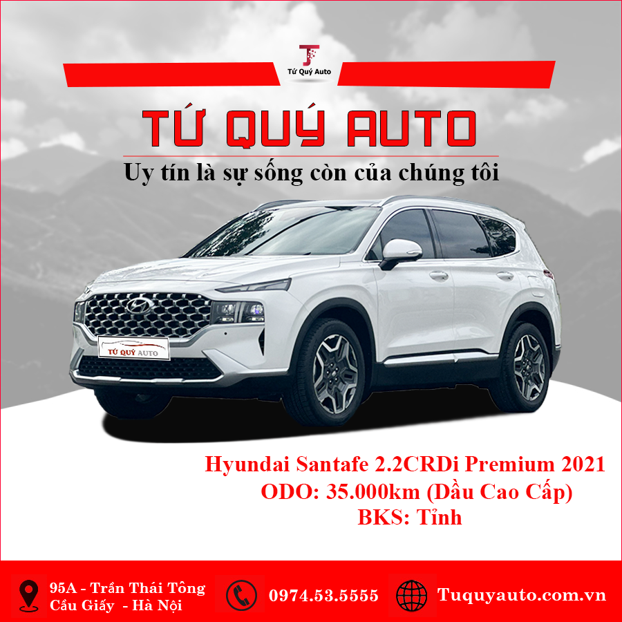 Xe Hyundai SantaFe Premium 2.2CRDi 2021 - Trắng