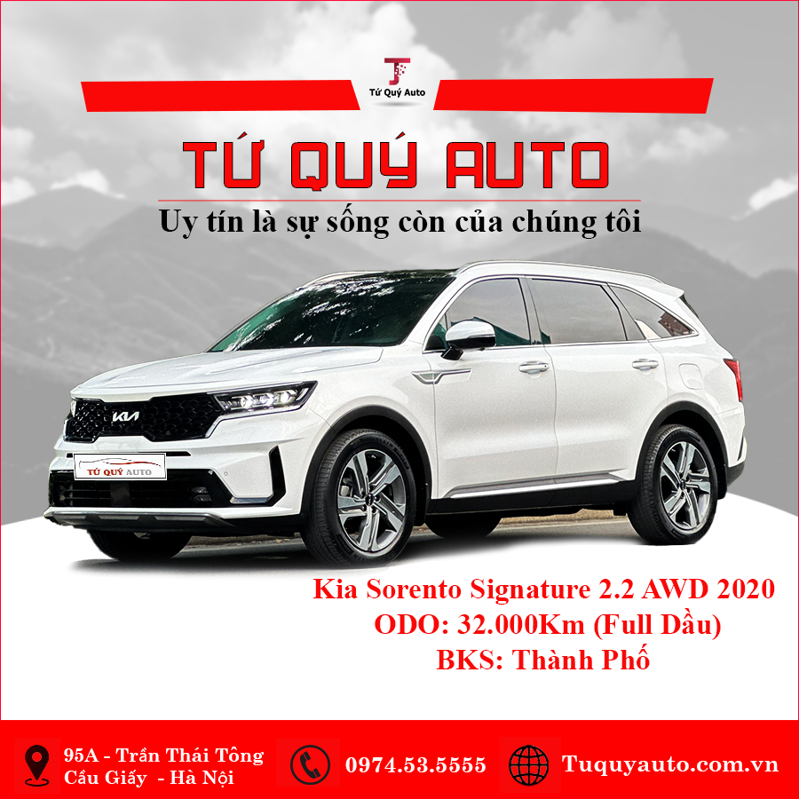 Xe Kia Sorento Signature 2.2 AT AWD 2020 - Trắng