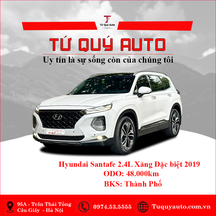 Xe Hyundai SantaFe 2.4L HTRAC 2019 - Trắng