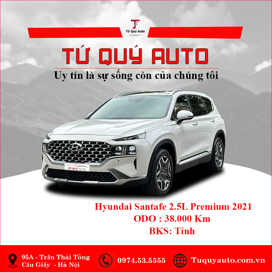 Xe Hyundai SantaFe Cao cấp 2.5L HTRAC 2021 - Trắng