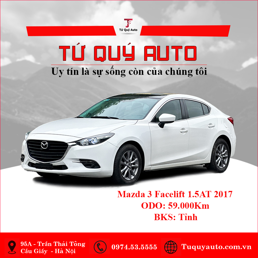 Xe Mazda 3 Sedan Facelift 1.5 AT 2017 - Trắng