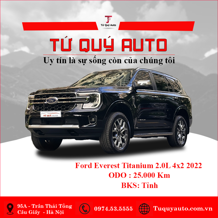 Xe Ford Everest Titanium 2.0L 4x2 AT 2022 - Đen