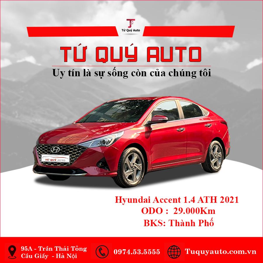 Xe Hyundai Accent 1.4 AT Đặc Biệt 2021 - Đỏ