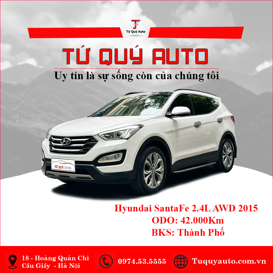 Xe Hyundai SantaFe 2.4L 4WD 2015 - Trắng