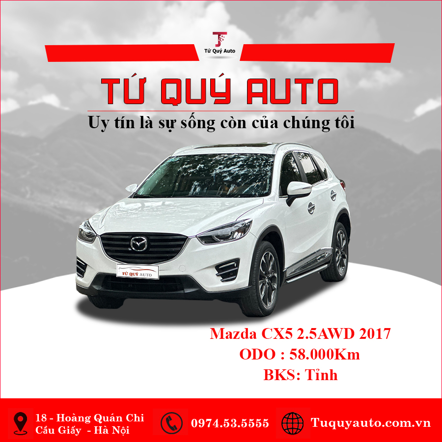 Xe Mazda CX5 2.5 AT AWD 2017 - Trắng