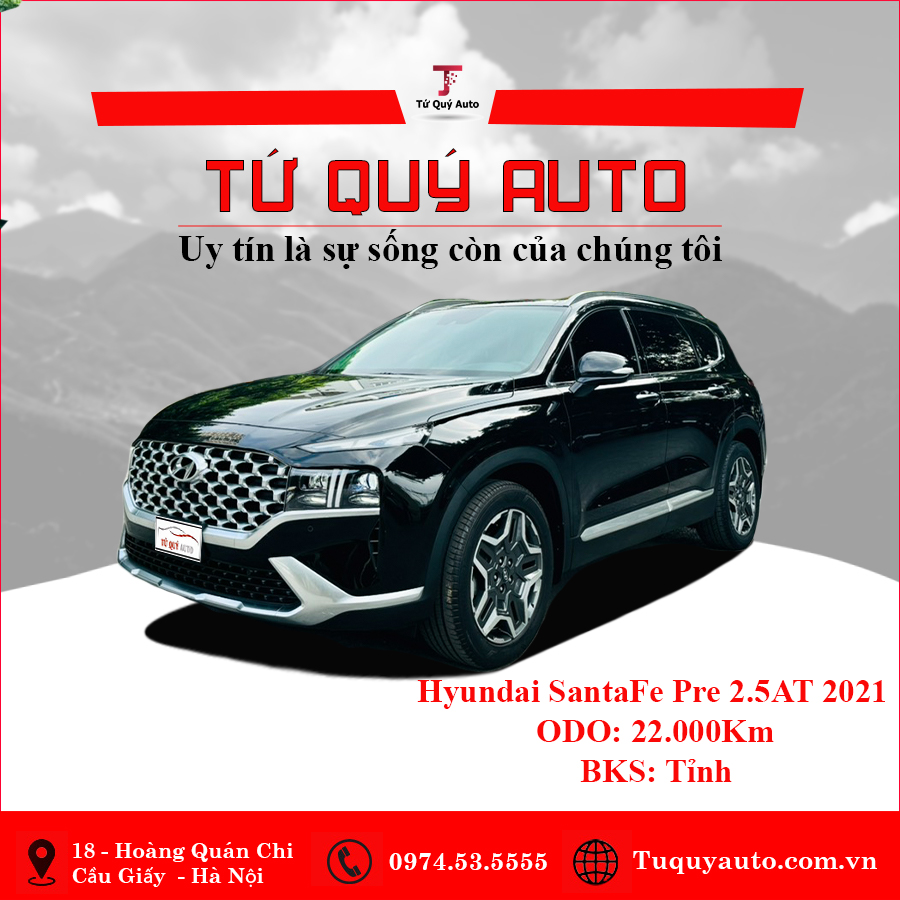 Xe Hyundai SantaFe Cao cấp 2.5L HTRAC 2021 - Đen