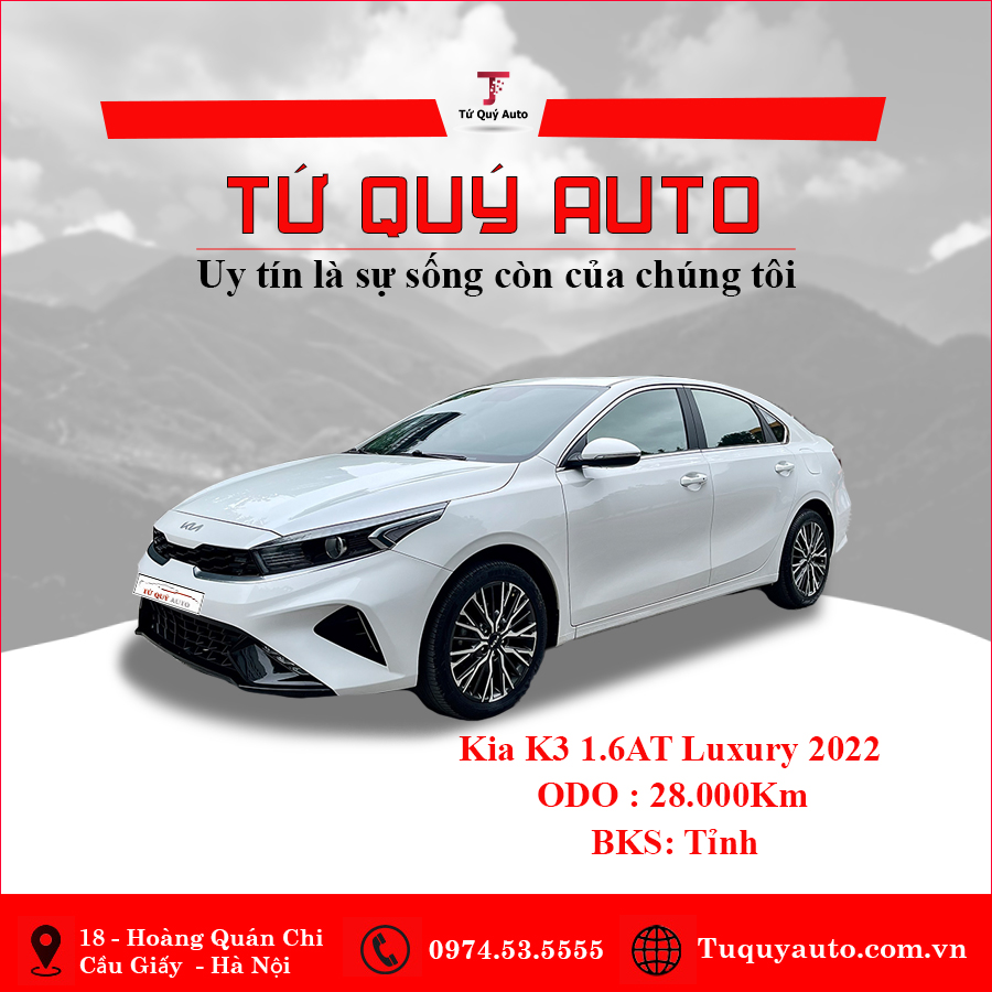 Xe Kia K3 Luxury 1.6 AT 2022 - Trắng