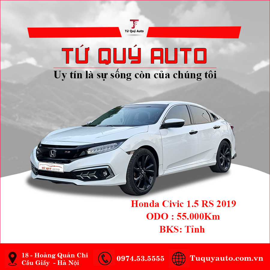 Xe Honda Civic RS 1.5 AT 2019 - Trắng