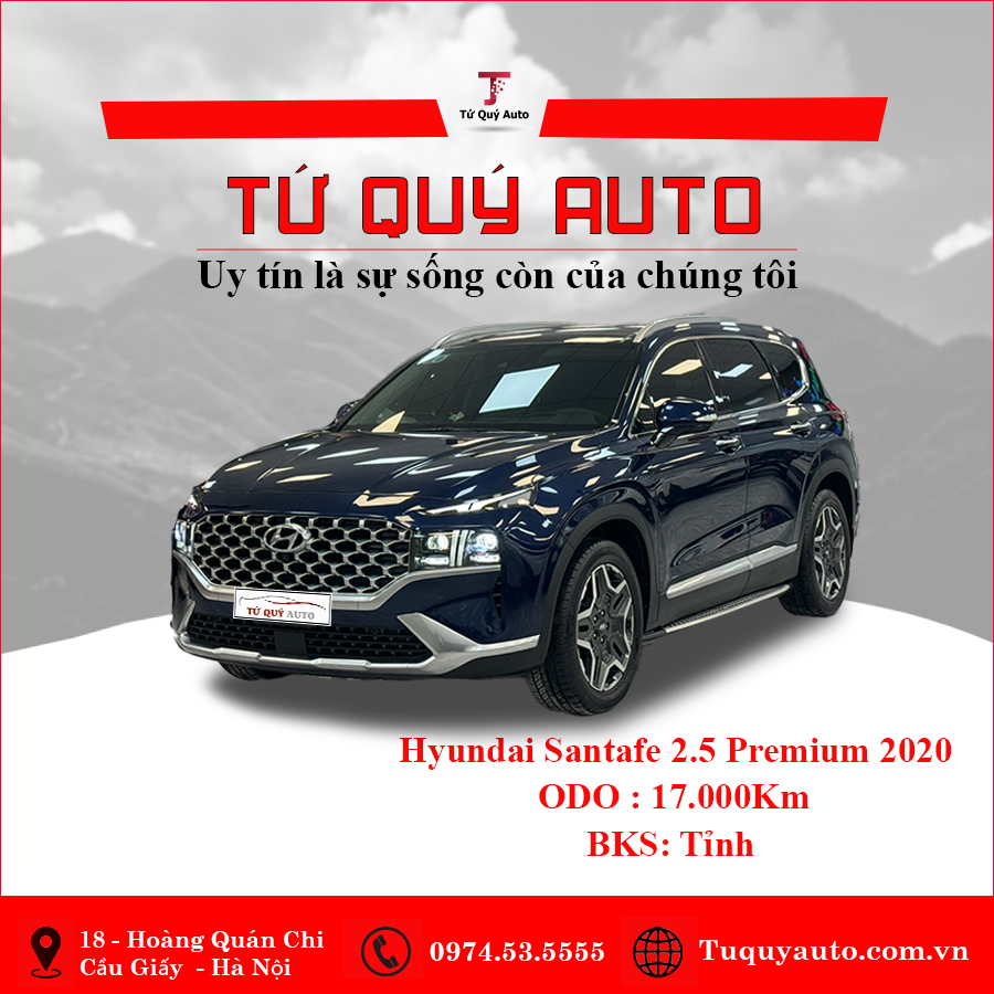 Xe Hyundai SantaFe Cao cấp 2.5L HTRAC 2022 - Xanh Đen