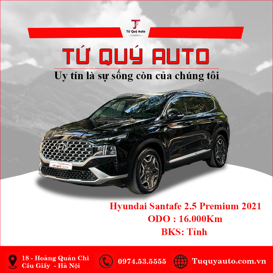 Xe Hyundai SantaFe Cao cấp 2.5L HTRAC 2021 - Đen