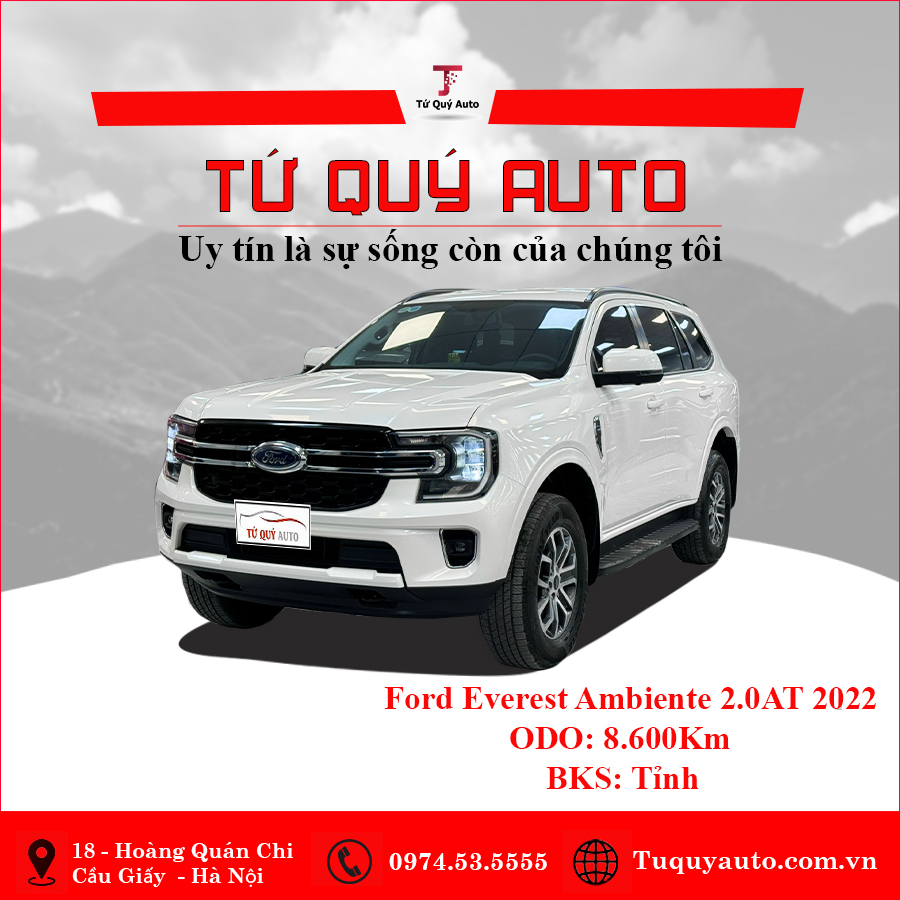 Xe Ford Everest Ambiente 2.0L 4x2 AT 2022 - Trắng