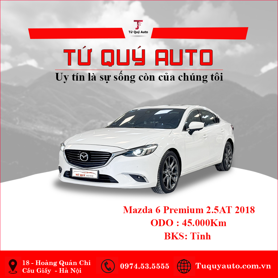 Xe Mazda 6 2.5L Premium 2018 - Trắng