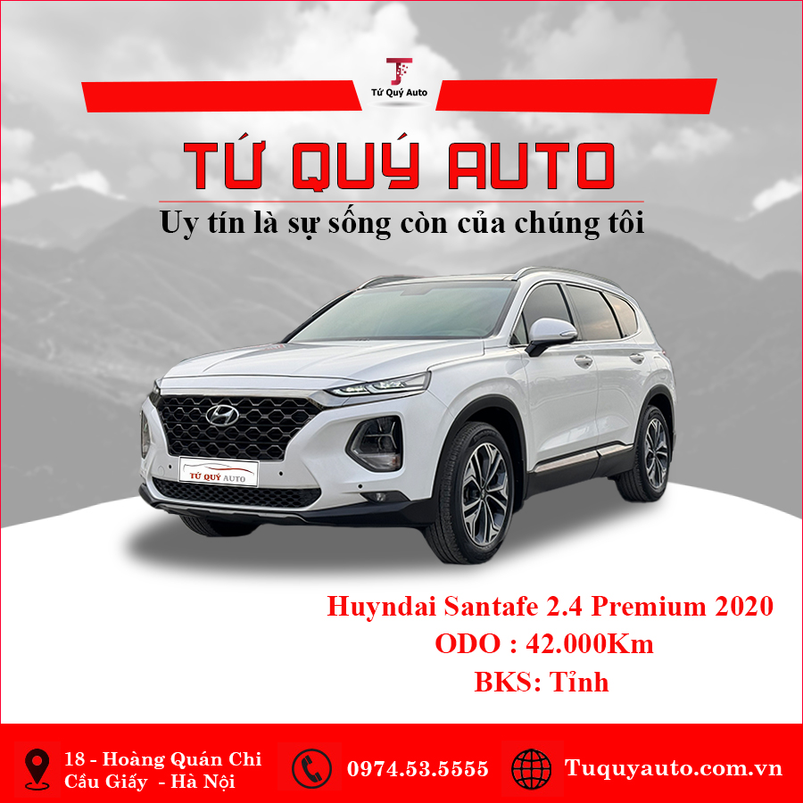 Xe Hyundai SantaFe 2.4L Premium HTRAC 2020 - Trắng