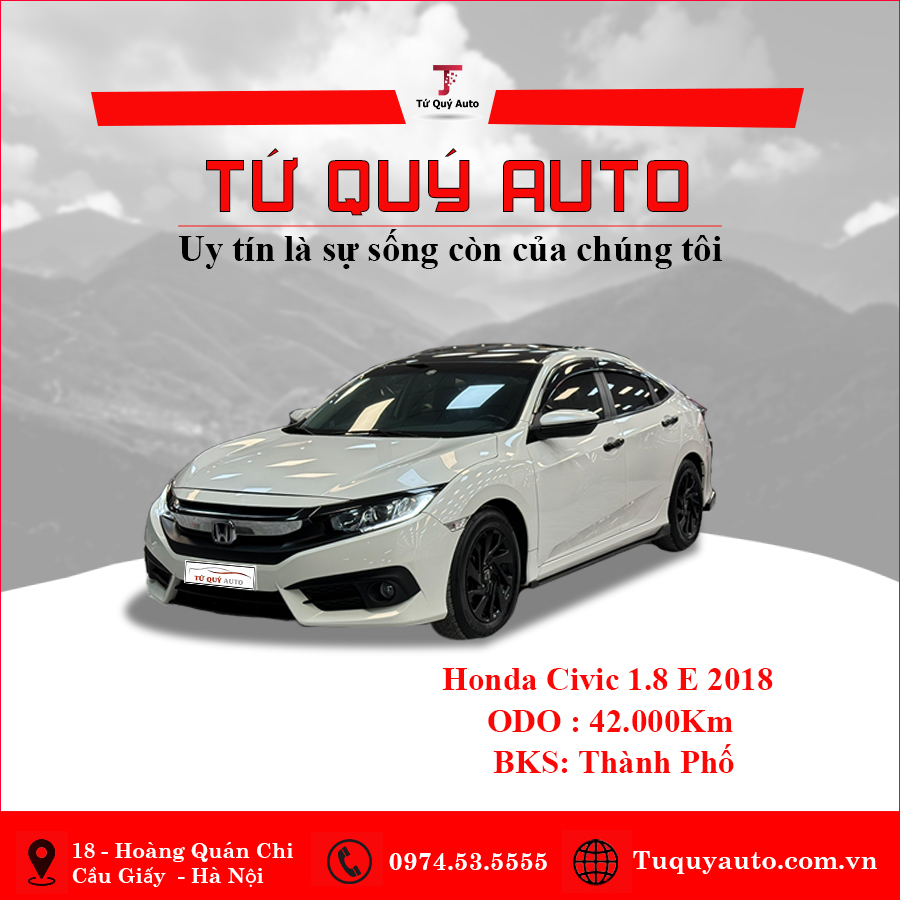 Xe Honda Civic 1.8 E 2018 - Trắng