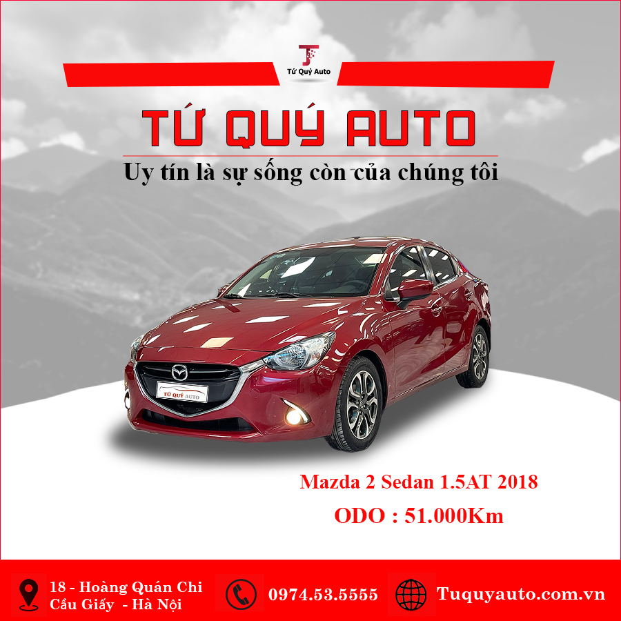 Xe Mazda 2 Sedan 1.5 AT 2018 - Đỏ