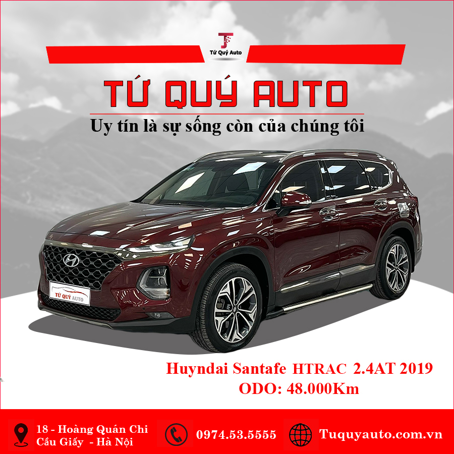 Xe Hyundai SantaFe 2.4L HTRAC 2019 - Đỏ Mận