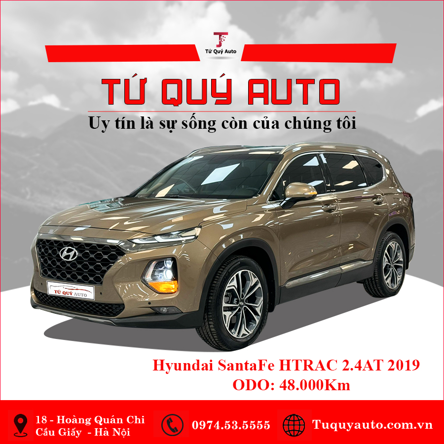 Xe Hyundai SantaFe 2.4L HTRAC 2019 - Nâu