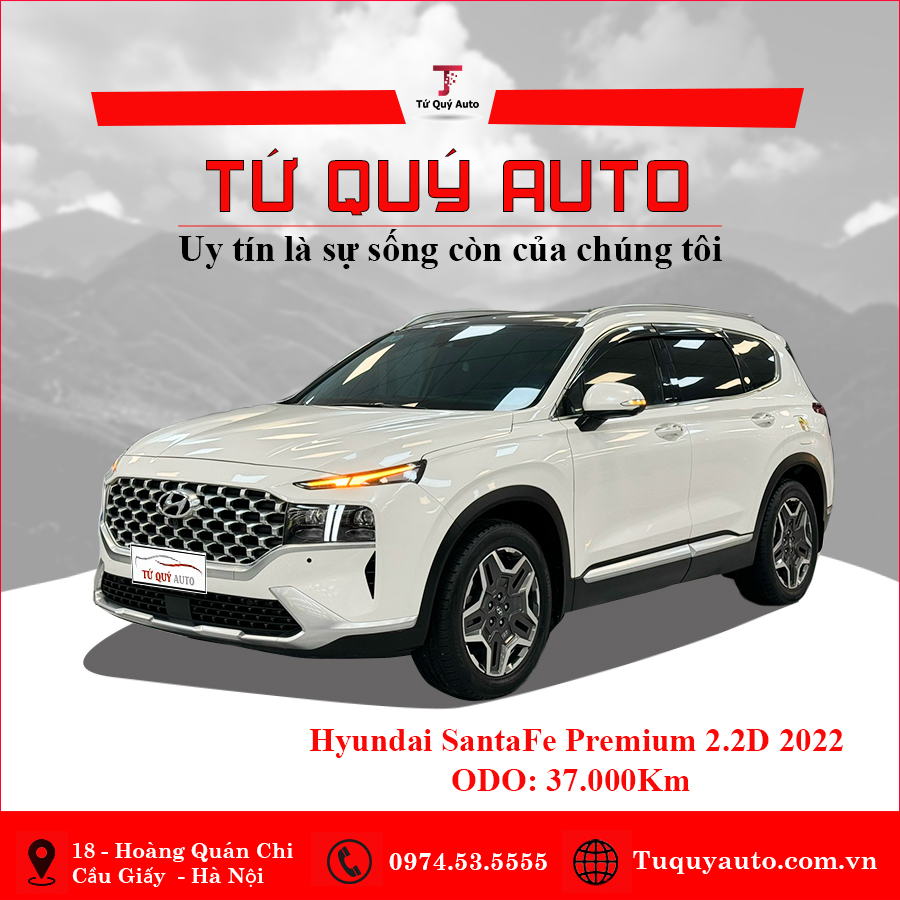 Xe Hyundai SantaFe Cao cấp 2.2L HTRAC 2022 - Trắng