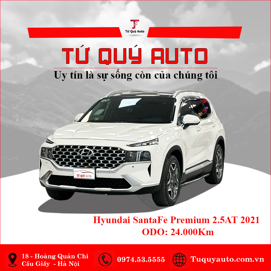 Xe Hyundai SantaFe Cao cấp 2.5L HTRAC 2021 - Trắng