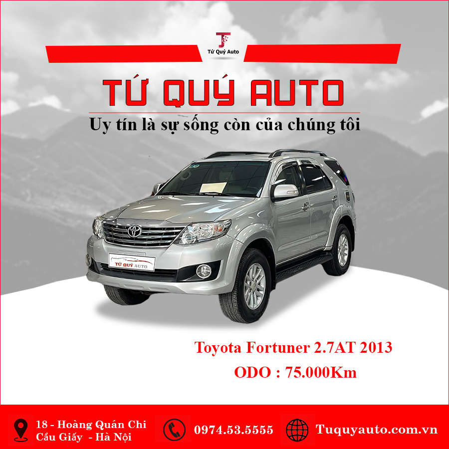 Xe Toyota Fortuner 2.7V 4x2 AT 2013 - Bạc