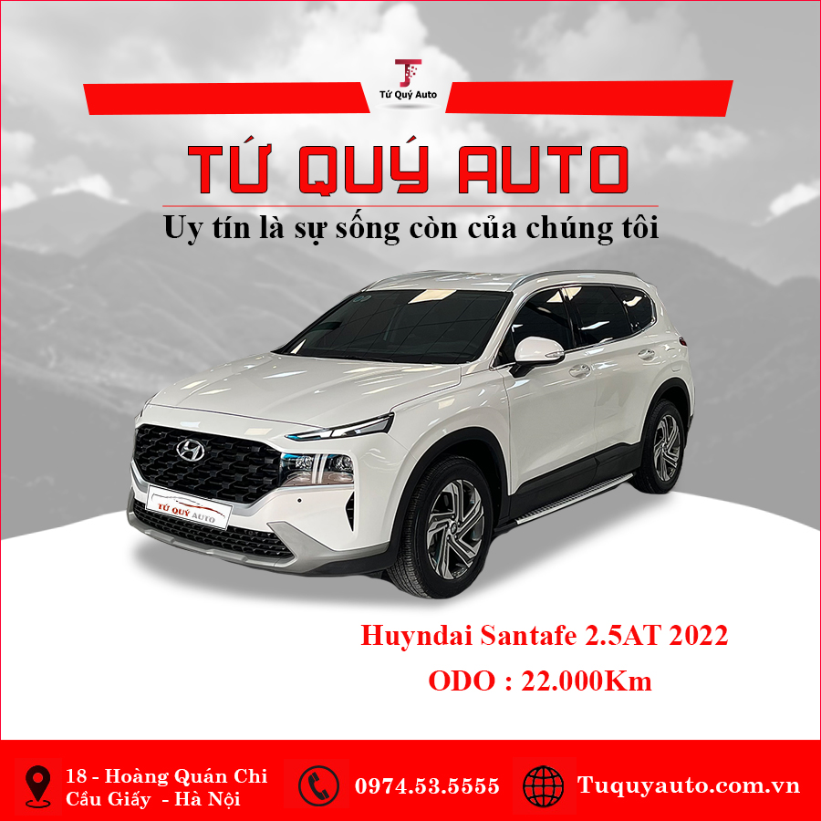 Xe Hyundai SantaFe Tiêu chuẩn 2.5L 2022 - Trắng