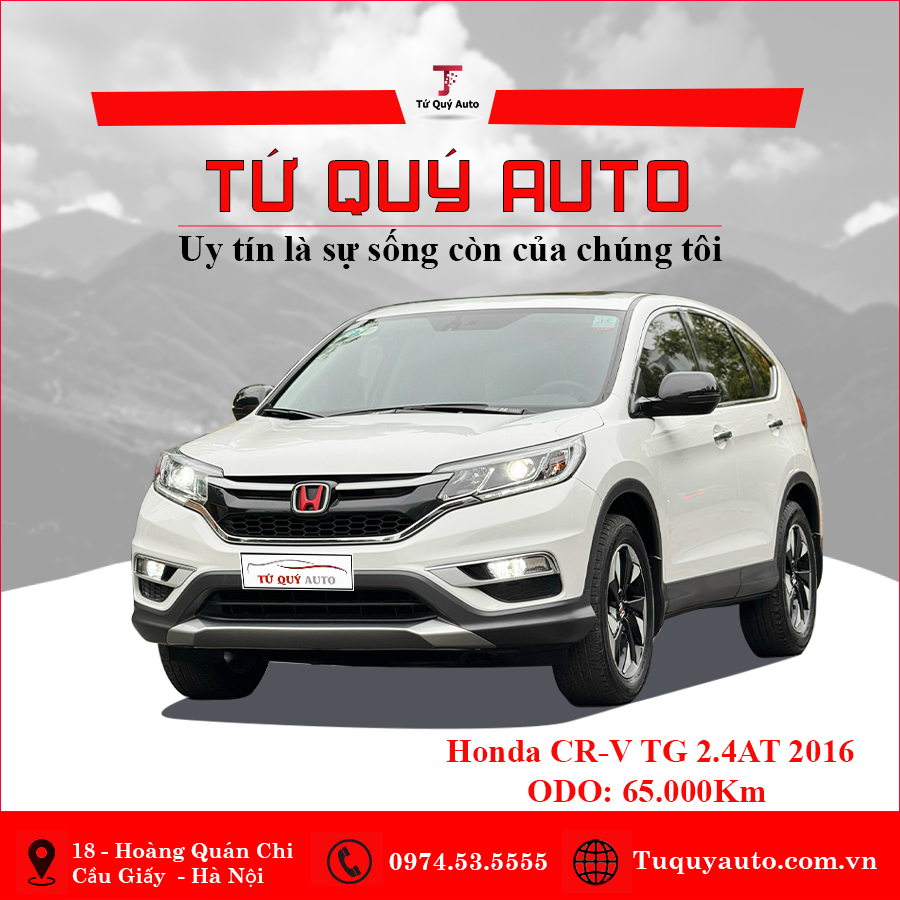 Xe Honda CRV 2.4 AT - TG 2016 - Trắng