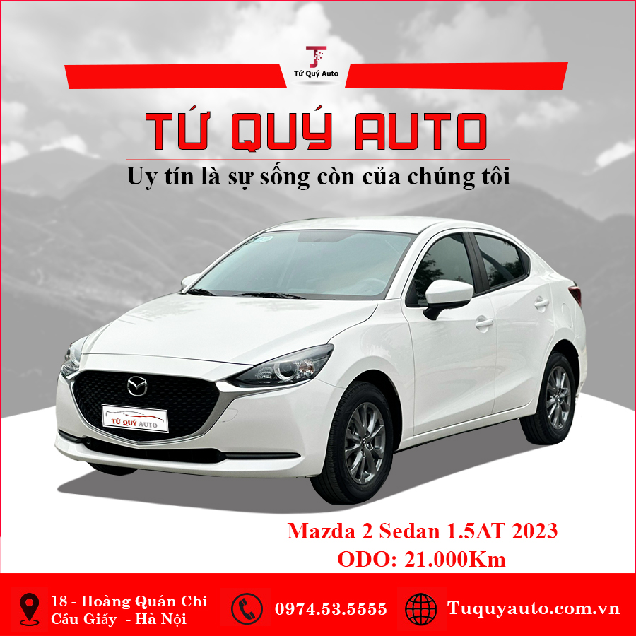 Xe Mazda 2 Sedan 1.5 AT 2023 - Trắng
