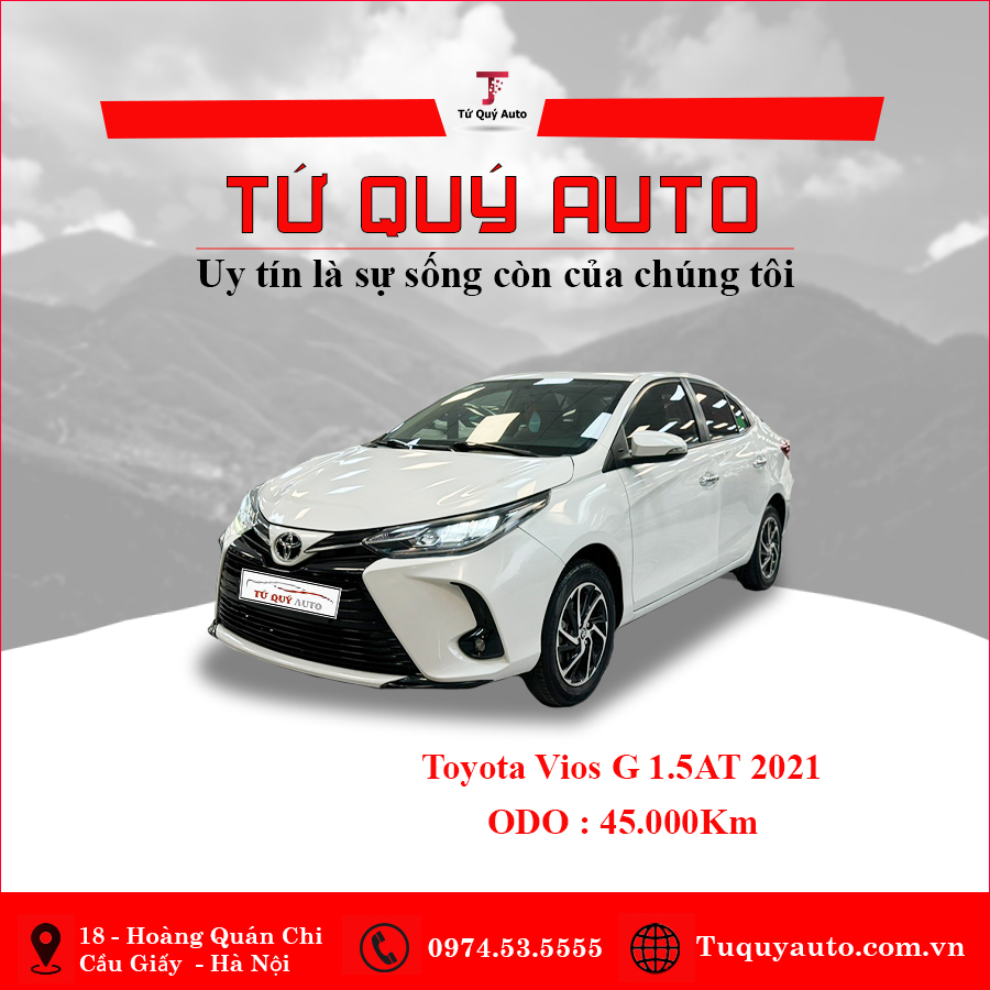 Xe Toyota Vios 1.5G CVT 2021 - Trắng