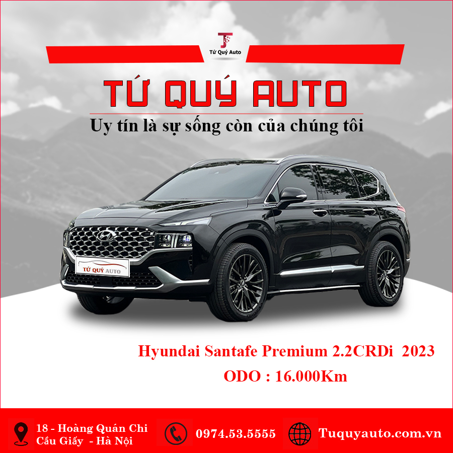 Xe Hyundai SantaFe Cao cấp 2.2L HTRAC 2023 - Đen