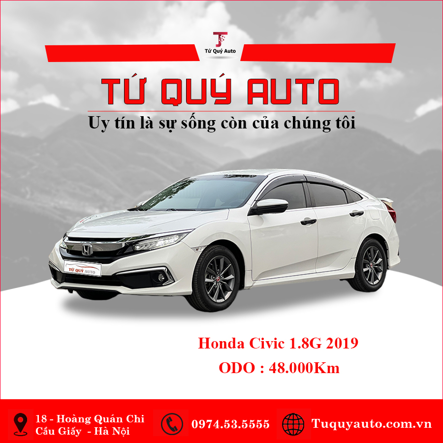 Xe Honda Civic G 1.8 AT 2019 - Trắng