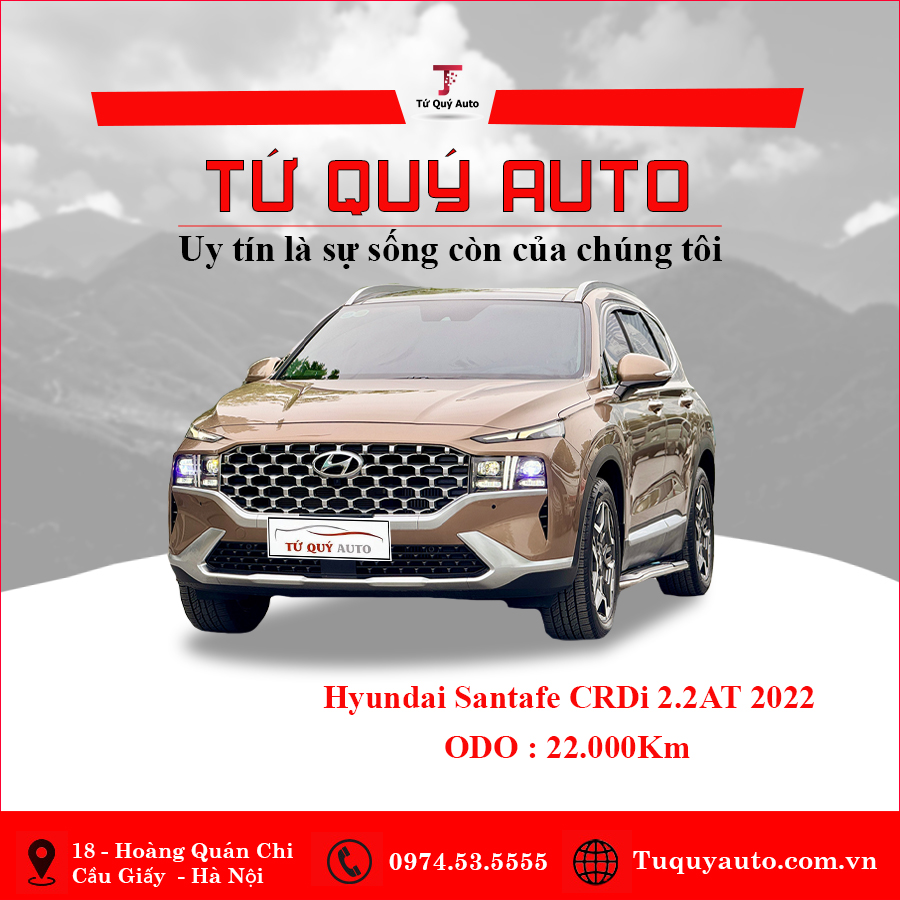 Xe Hyundai SantaFe Cao cấp 2.2L HTRAC 2022 - Nâu