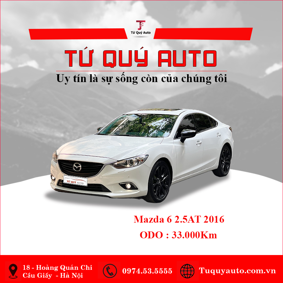 Xe Mazda 6 2.5 AT 2016 - Trắng