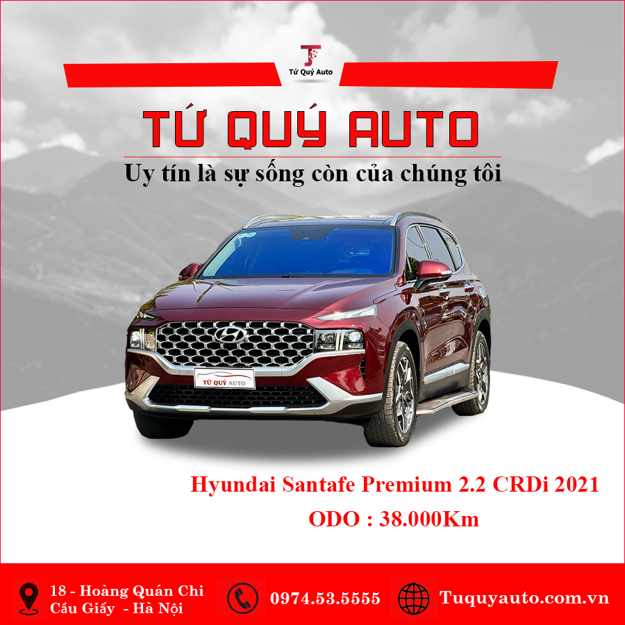 Xe Hyundai SantaFe Cao cấp 2.2L HTRAC 2021 - Đỏ