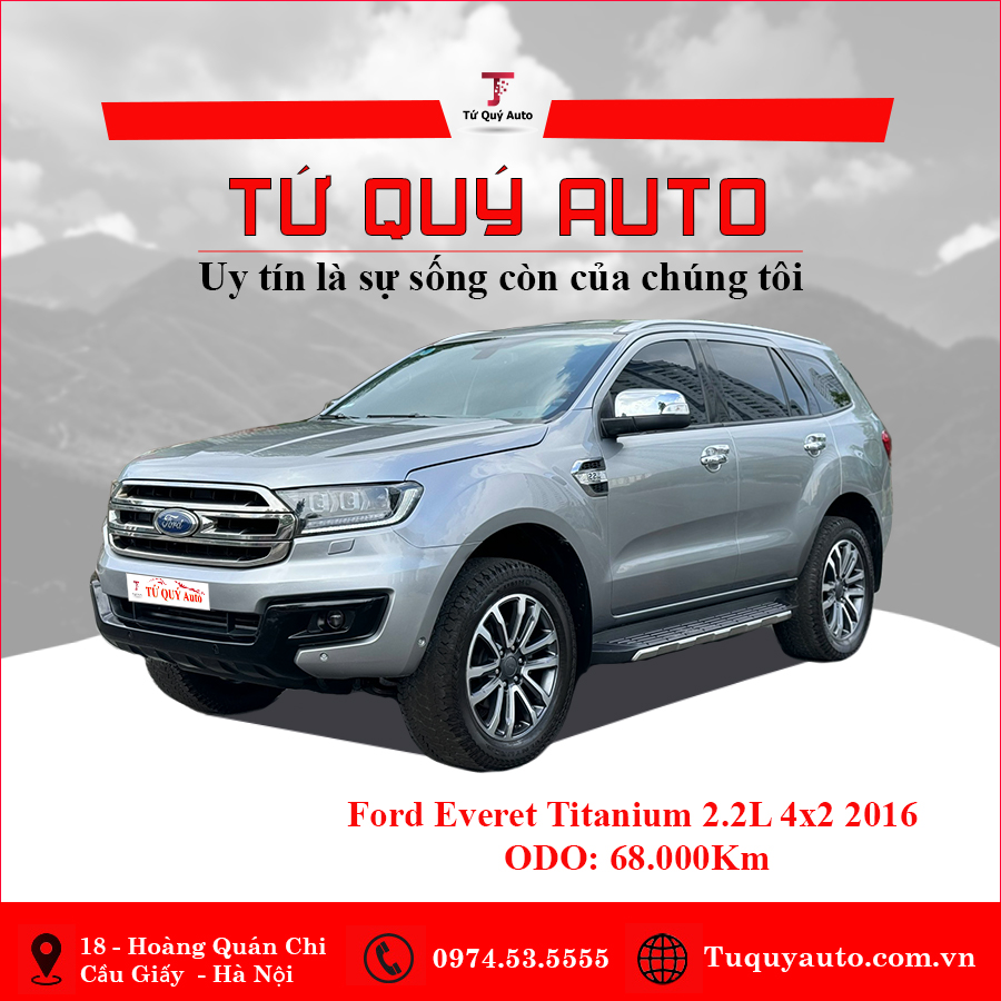 Xe Ford Everest Titanium 2.2L 4x2 AT 2016 - Bạc