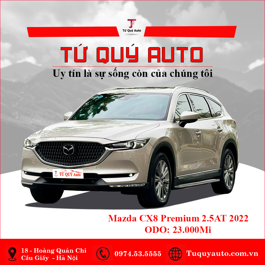 Xe Mazda CX8 Premium 2022 - Vàng Sâm Panh