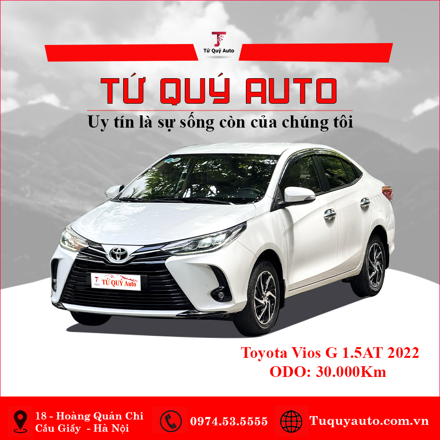 Xe Toyota Vios G 1.5 CVT 2022 - Trắng