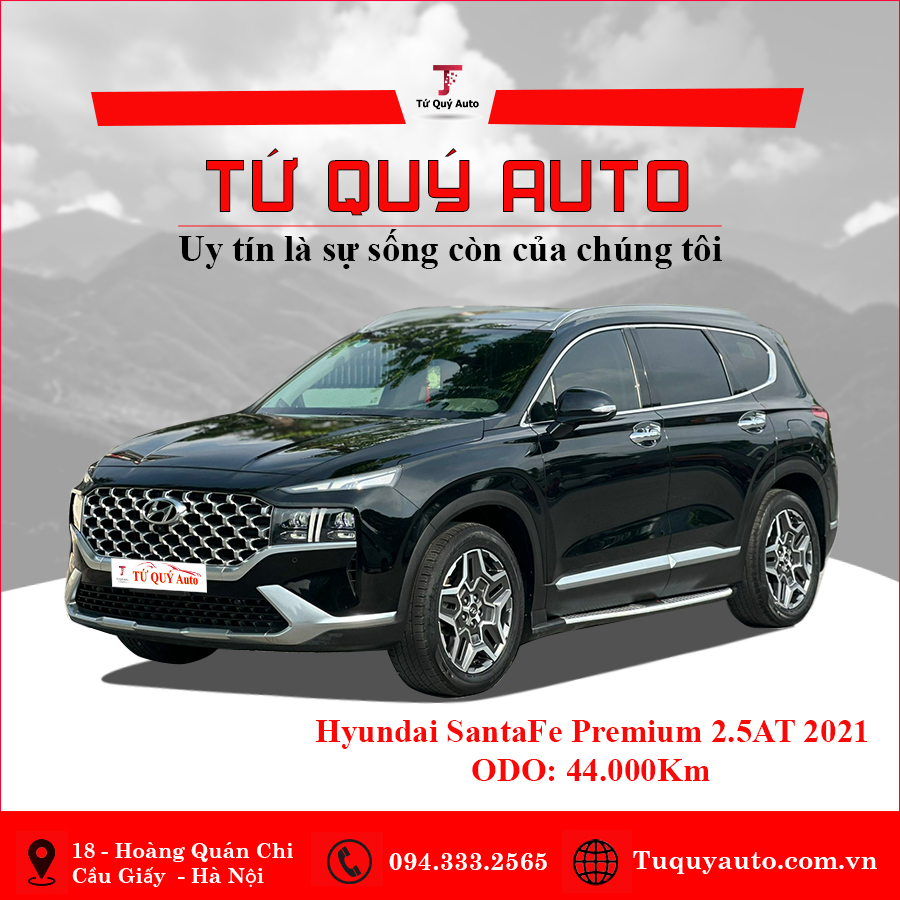 Xe Hyundai SantaFe Cao cấp 2.5L HTRAC 2021 - Đen