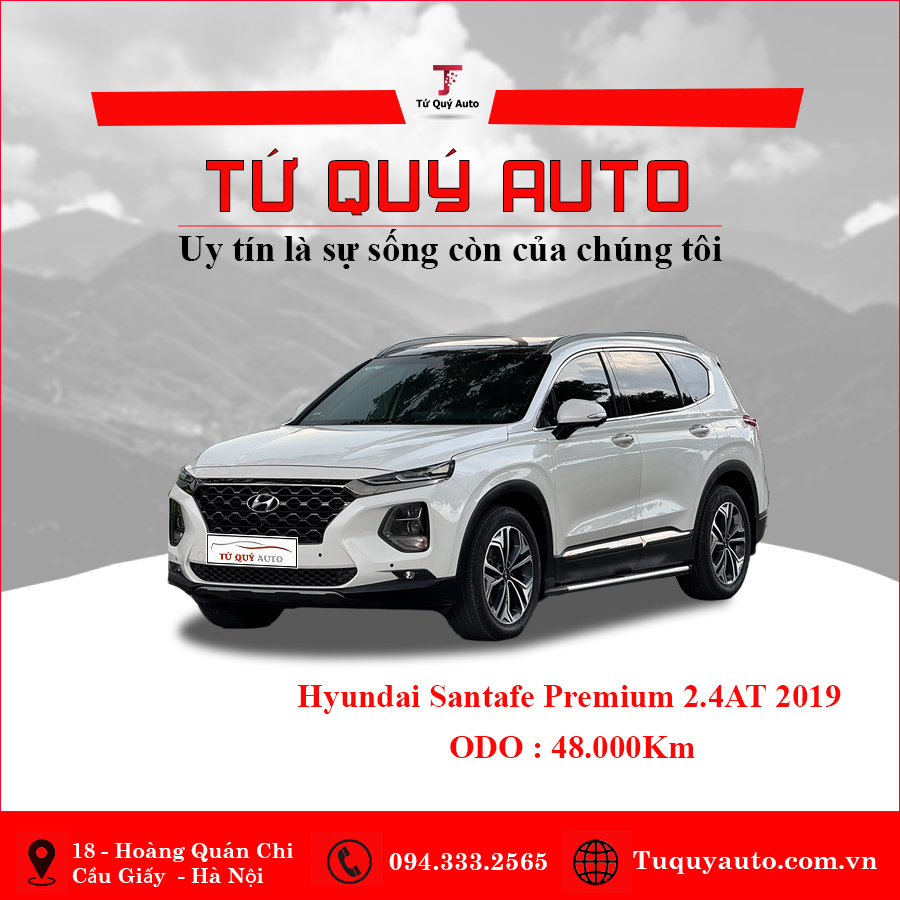 Xe Hyundai SantaFe Premium 2.4L HTRAC 2019 - Trắng