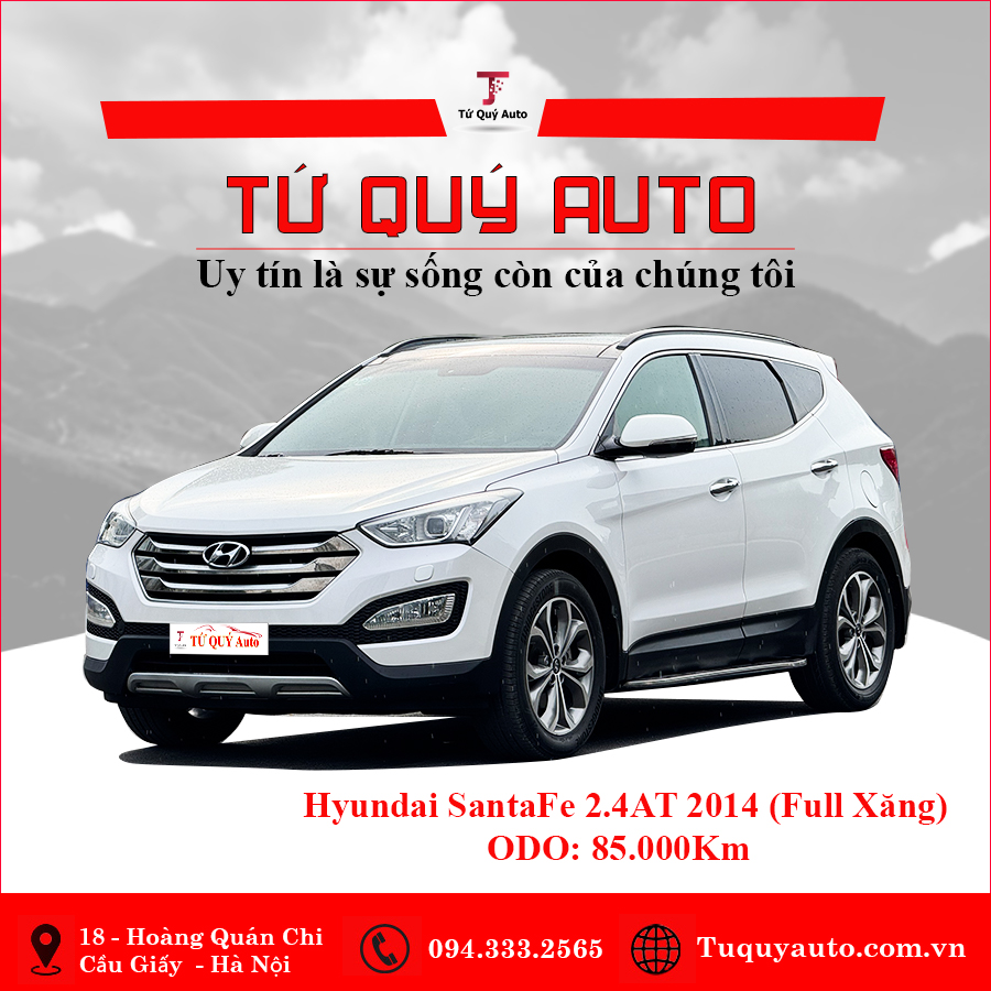 Xe Hyundai SantaFe 2.4L 4WD 2014 - Trắng