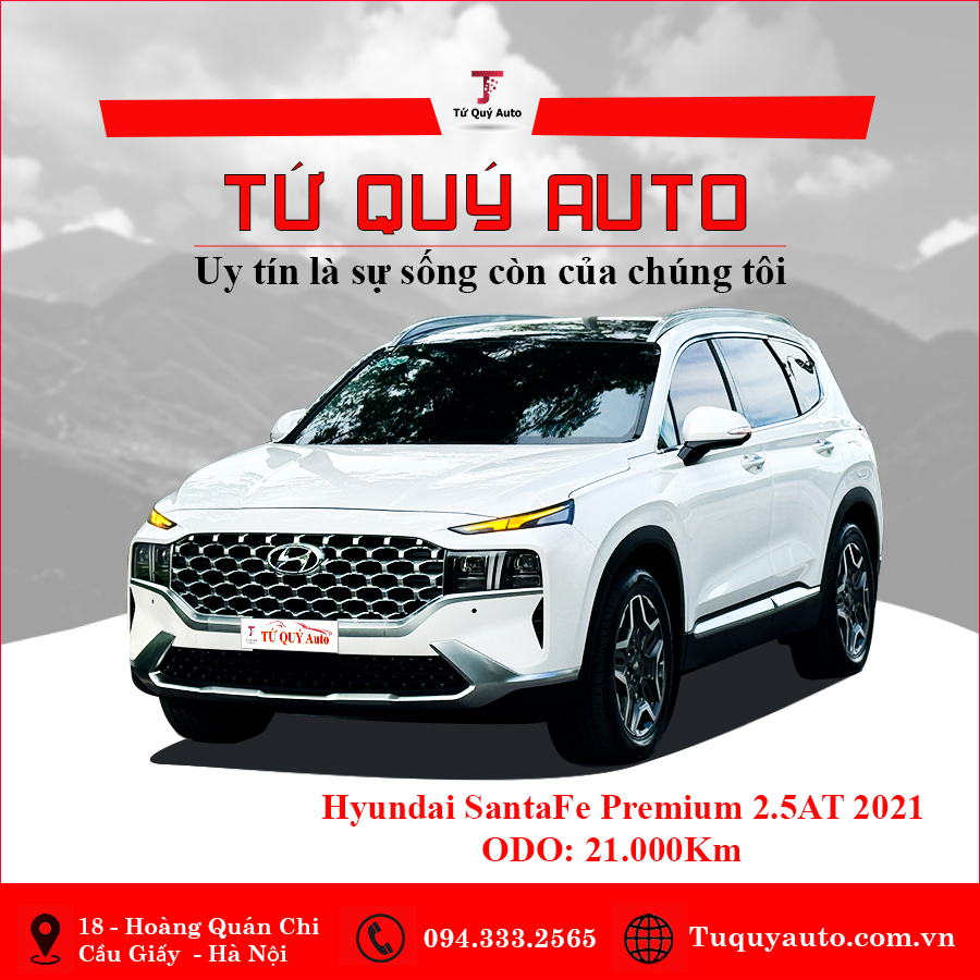 Xe Hyundai SantaFe Cao cấp 2.5L HTRAC 2021 - Trắng