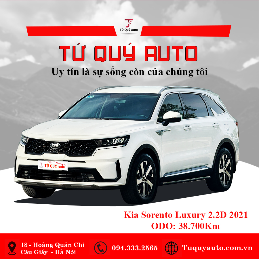 Xe Kia Sorento Luxury 2.2 AT 2021 - Trắng