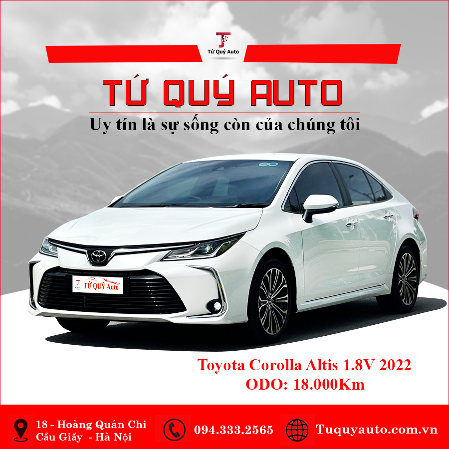 Xe Toyota Corolla altis 1.8V 2022 - Trắng