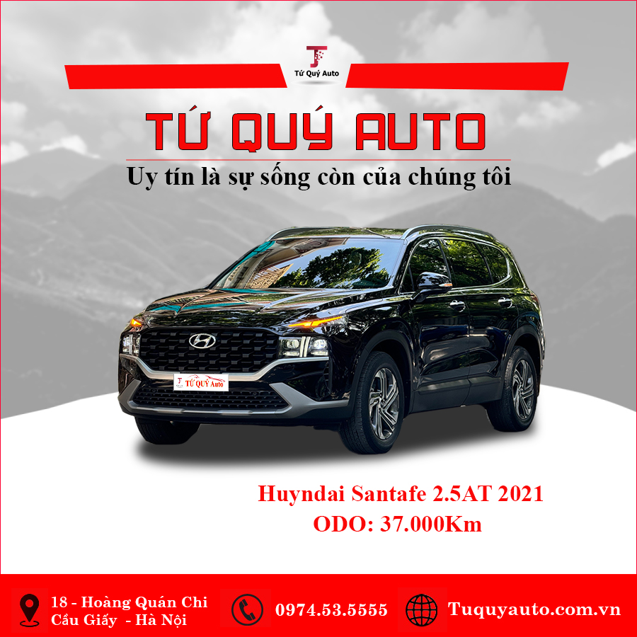 Xe Hyundai SantaFe Tiêu chuẩn 2.5L 2021 - Đen