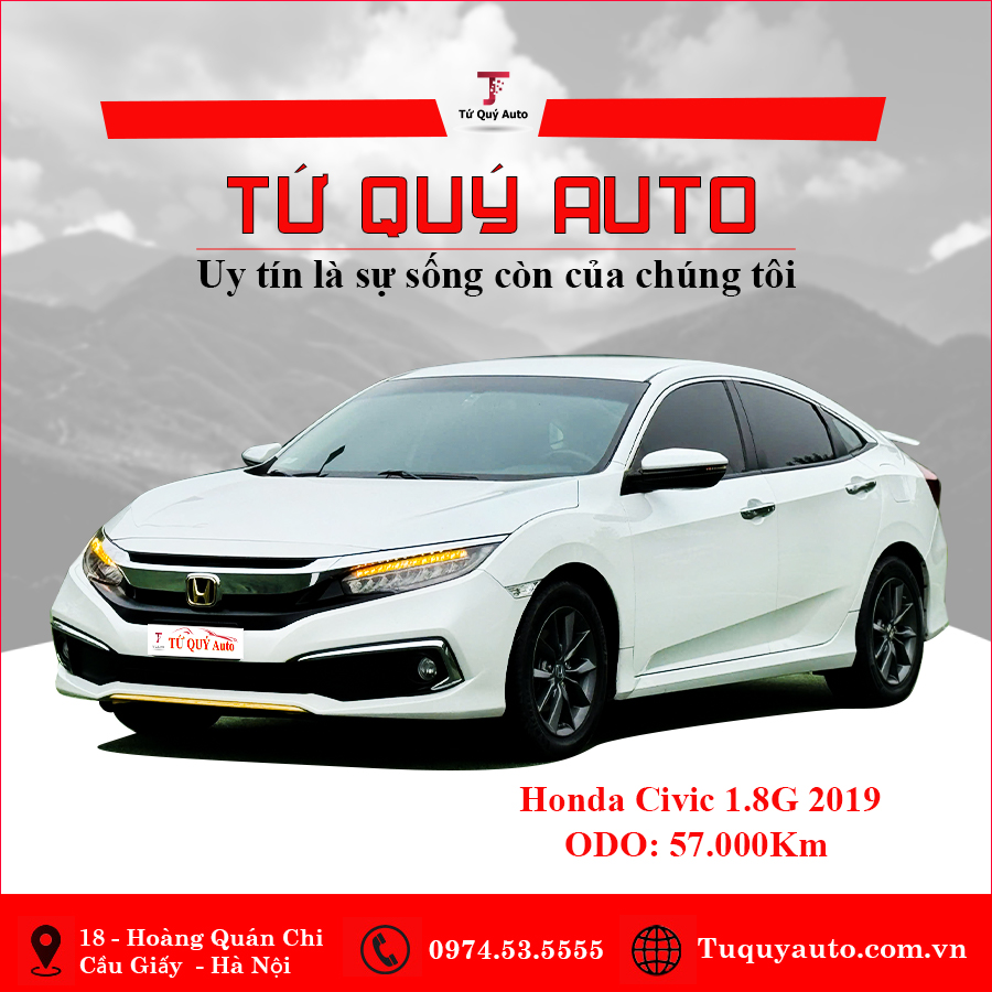 Xe Honda Civic G 1.8 AT 2019 - Trắng